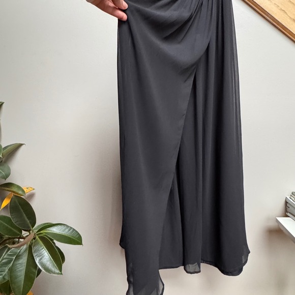 Jenny Yoo Collection Black Strapless Chiffon Bridesmaid Maxi Formal Gown Dress 6 - Picture 7 of 10